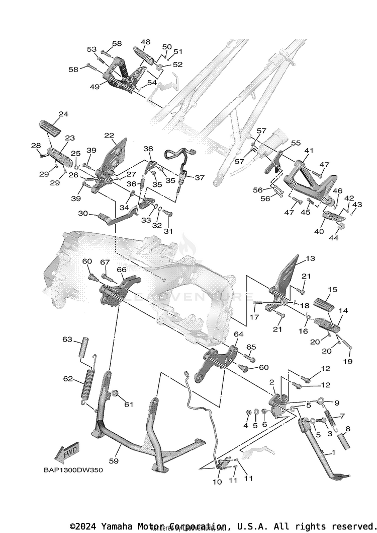 Stand & Footrest TRACER 9 GT - MTT9GTNCR - 2022 Schematic