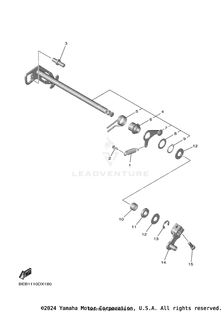 Shift Shaft YZFR7 - YZFR7SCB - 2025 Schematic