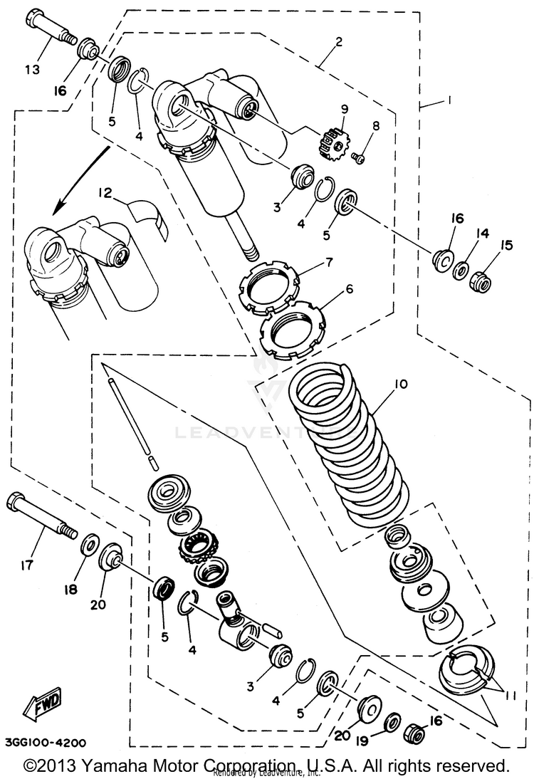 Rear Arm - Suspension BANSHEE - YFZ350F - 1994 Schematic