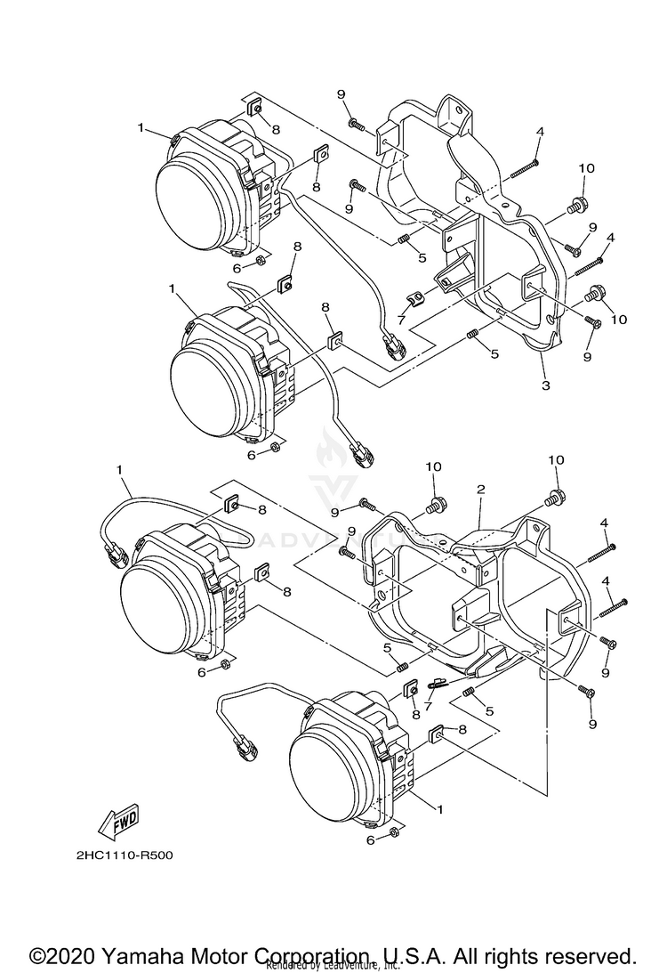 Headlight YXZ1000R SS SE CAL - YXZ10YCCMW - 2021 Schematic