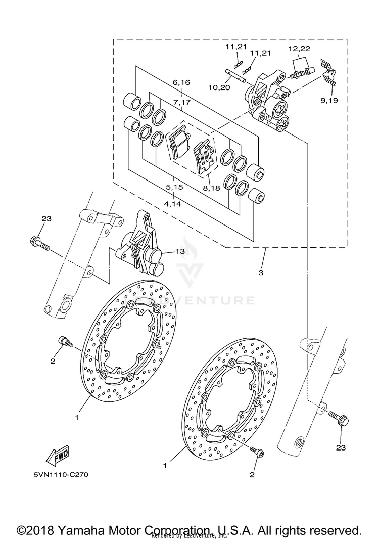 Front Brake Caliper ROAD STAR - XV17AWXCL - 2008 Schematic