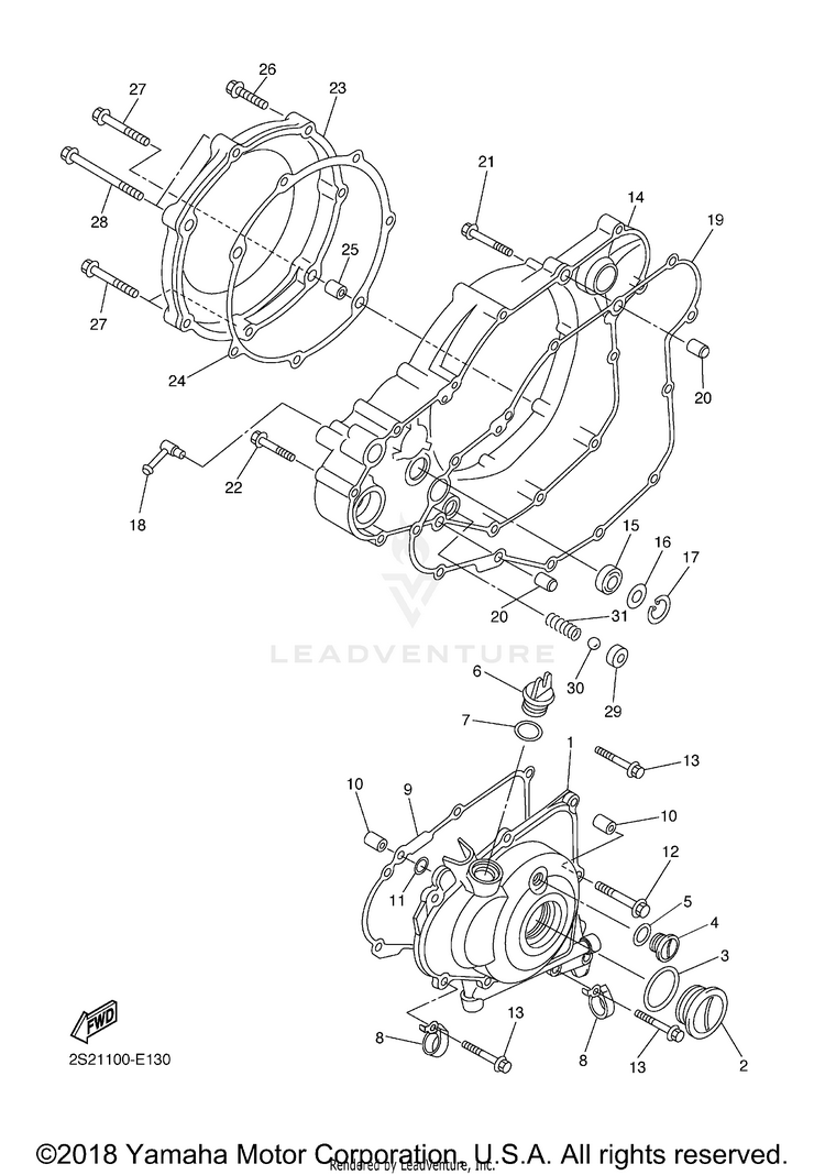 Crankcase Cover 1 YZ450F - YZ450FV - 2006 Schematic