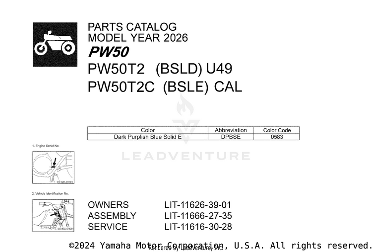 1 Title Page PW50 - PW50T2 - 2026 Schematic