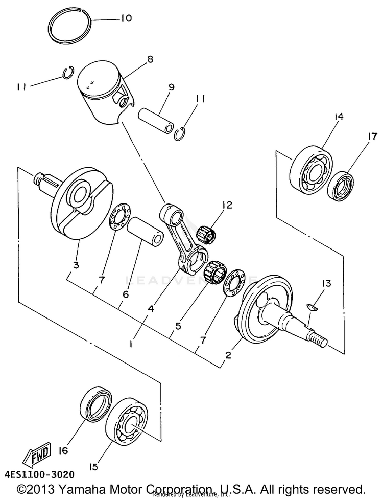 Crankshaft Piston YZ80 - YZ80L - 1999 Schematic