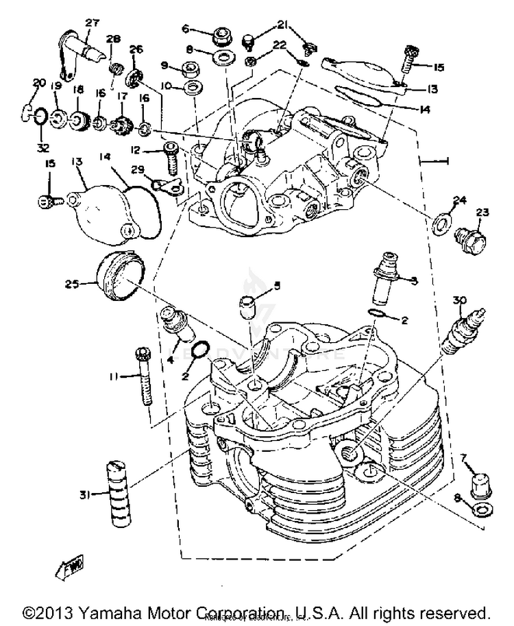 Cylinder Head - Cylinder Head Cover XT500E_205 - 1978 Schematic