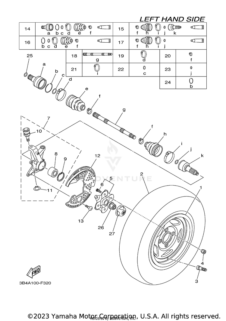 Front Wheel GRIZZLY 700 SPECIAL EDITION-SILVER - YFM7FGPSEW - 2007 Schematic