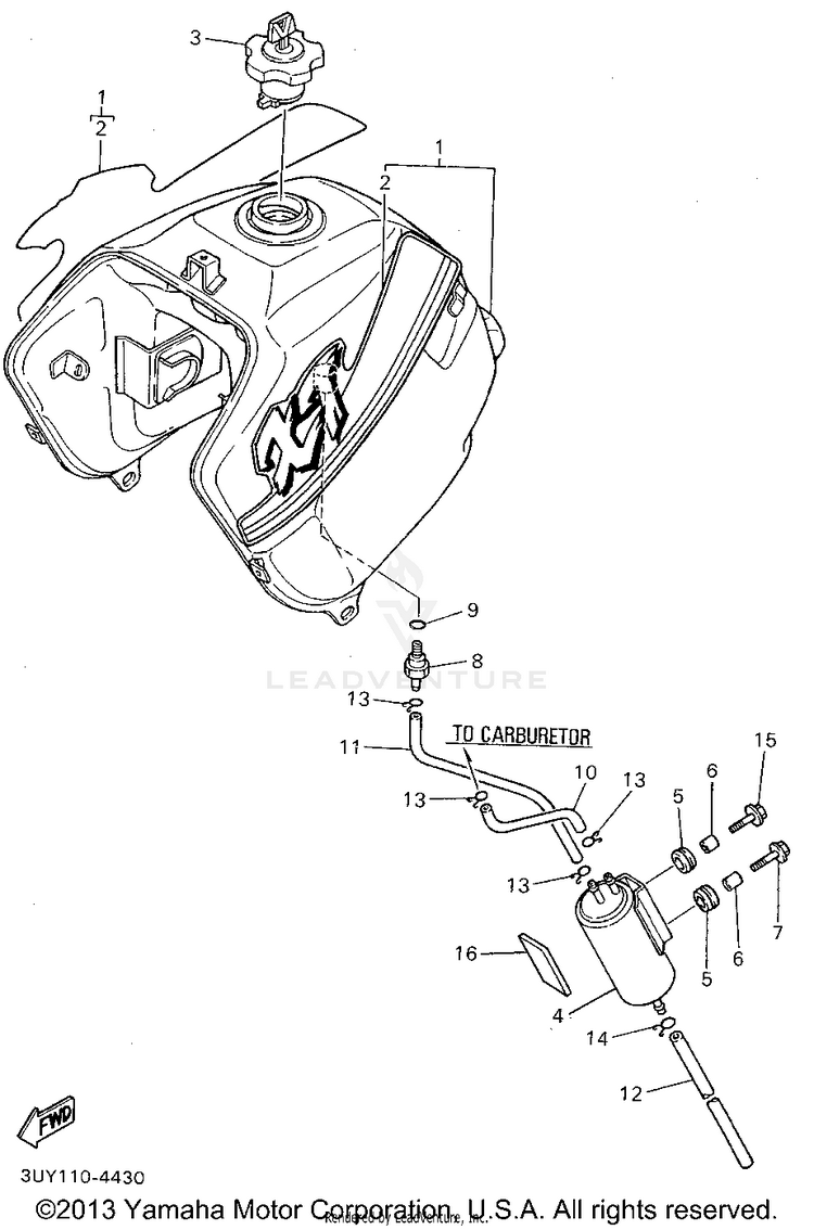 Fuel Tank California Model Only Schematic