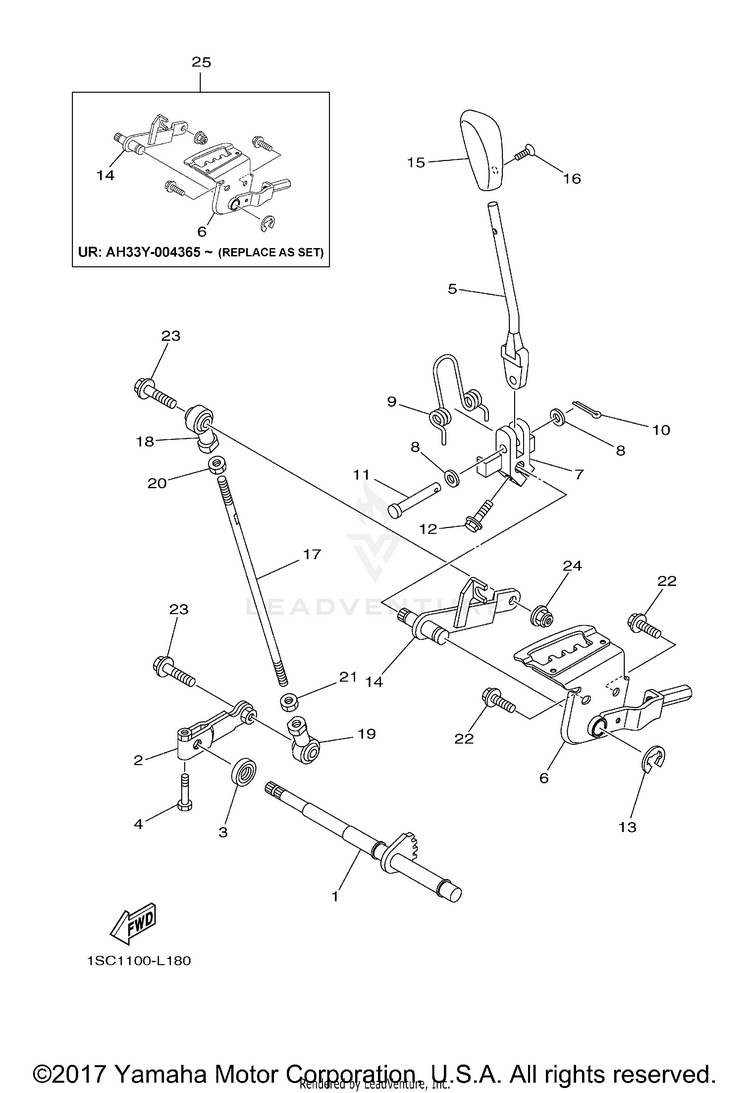 Shift Shaft GRIZZLY 300 - YFM30GBGR - 2012 Schematic