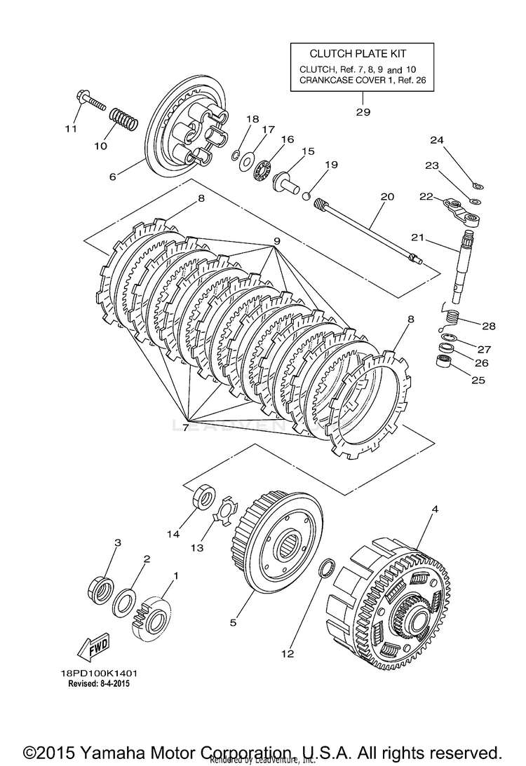 Clutch YFZ450R - YFZ45RDL - 2013 Schematic