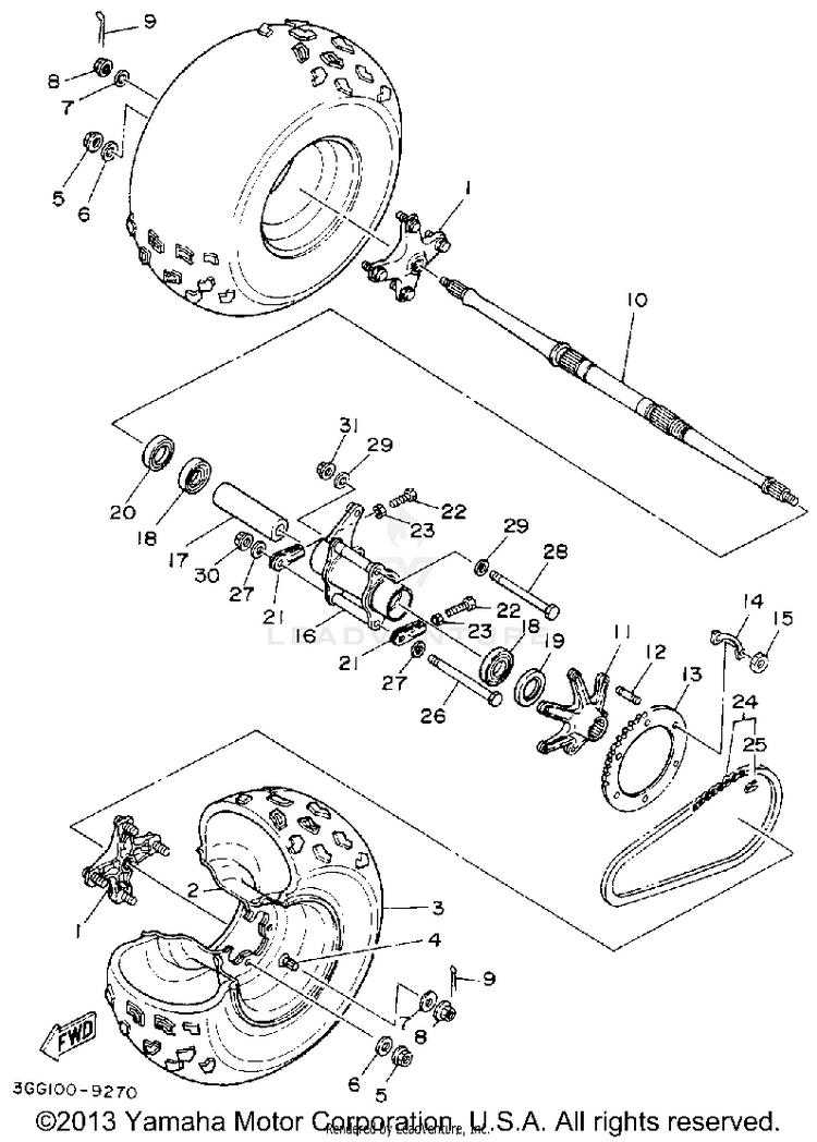 Rear Wheel BANSHEE - YFZ350D - 1992 Schematic