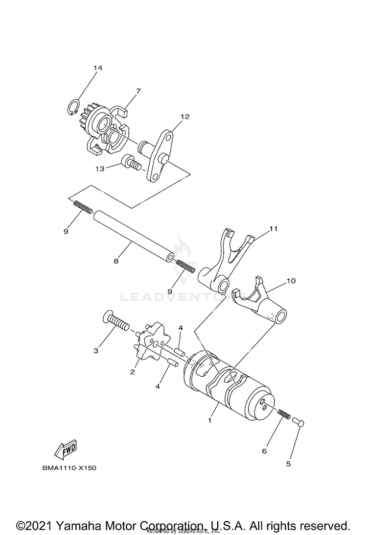 Shift Cam & Fork Schematic