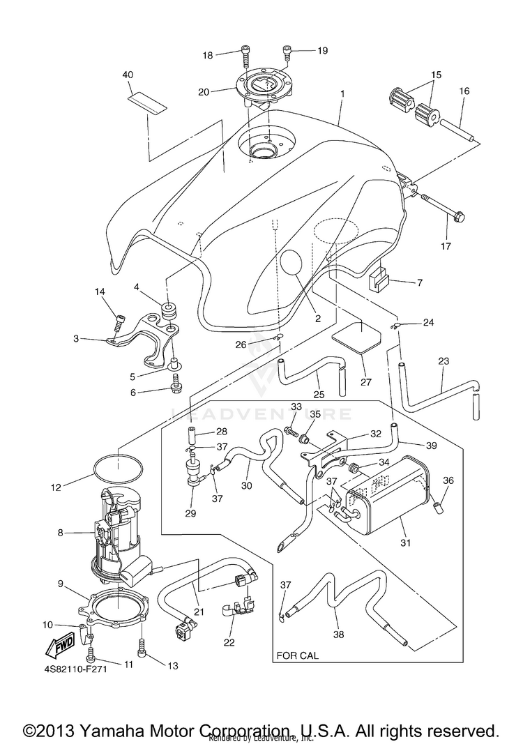 Fuel Tank FZ6 - FZS6YCB - 2009 Schematic