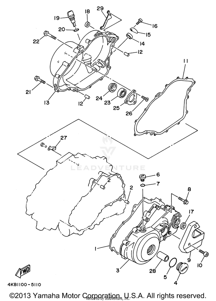 Crankcase Cover 1 WOLVERINE 4WD - YFM350FXH - 1996 Schematic