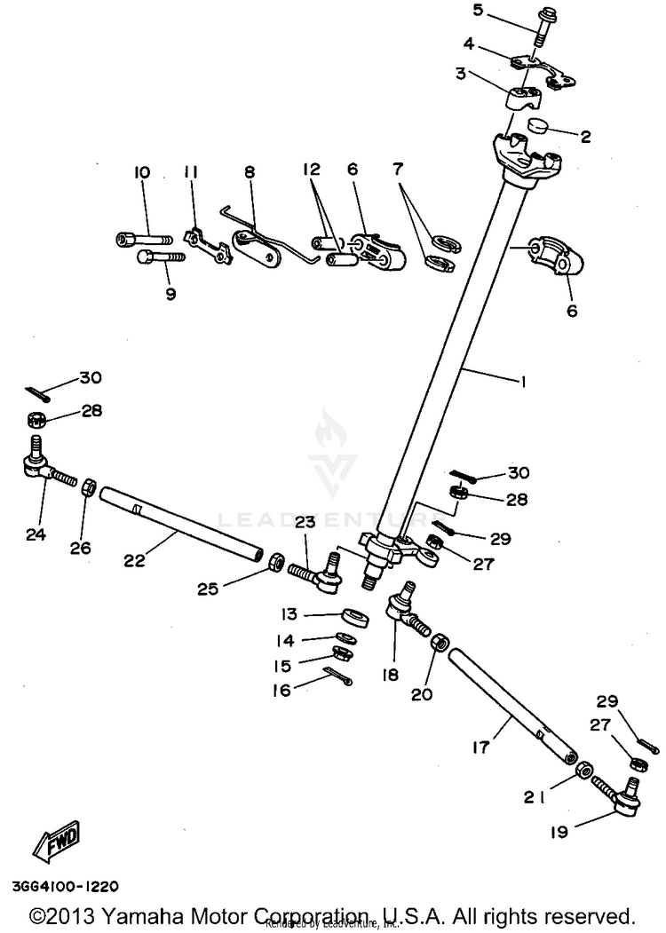 Steering BANSHEE - YFZ350G - 1995 Schematic