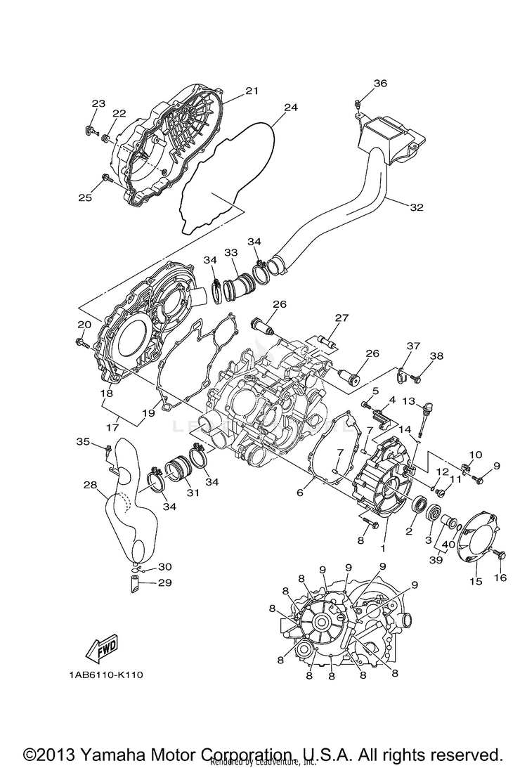 Crankcase Cover 1 GRIZZLY 350 4WD - YFM35FGAGR - 2011 Schematic