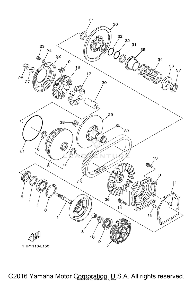Clutch GRIZZLY 700 4WD - YFM7FGBGR - 2012 Schematic