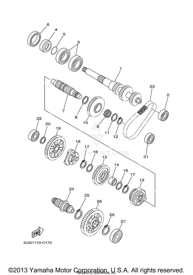 Transmission RHINO 660 (Pastel Deep Green) - YXR66FAS - 2004 Schematic