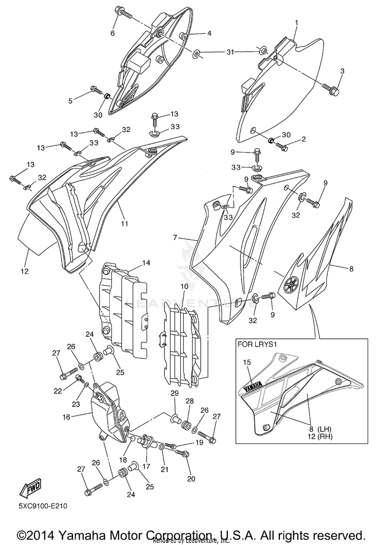 Side Cover Oil Tank YZ250F - YZ250FV - 2006 Schematic