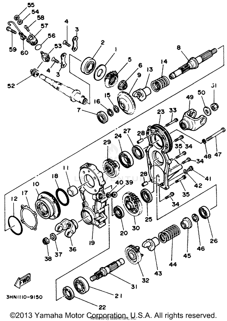 Middle Drive Gear BIG BEAR (ME & NH Only) - YFM350FWD_MNH - 1992 Schematic