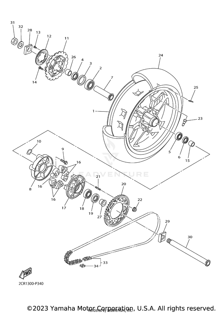 Rear Wheel YZFR1 - YZFR1HCB - 2017 Schematic