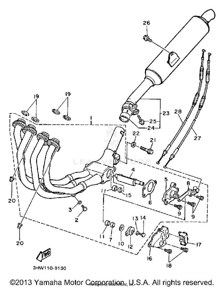 Exhaust FZR600AC - 1990 Schematic