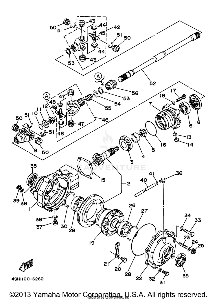 Front Differential KODIAK 4WD - YFM400FWJ - 1997 Schematic