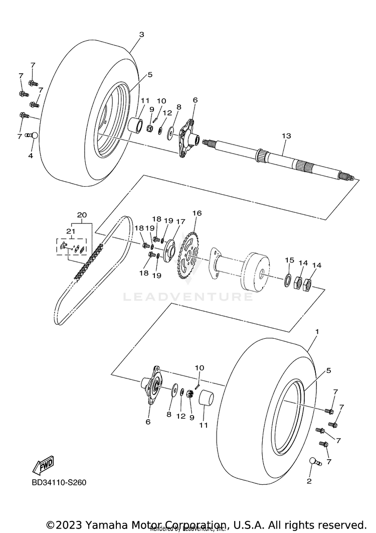 Rear Axle & Wheel RAPTOR 110 - YFM01RYXRG - 2024 Schematic
