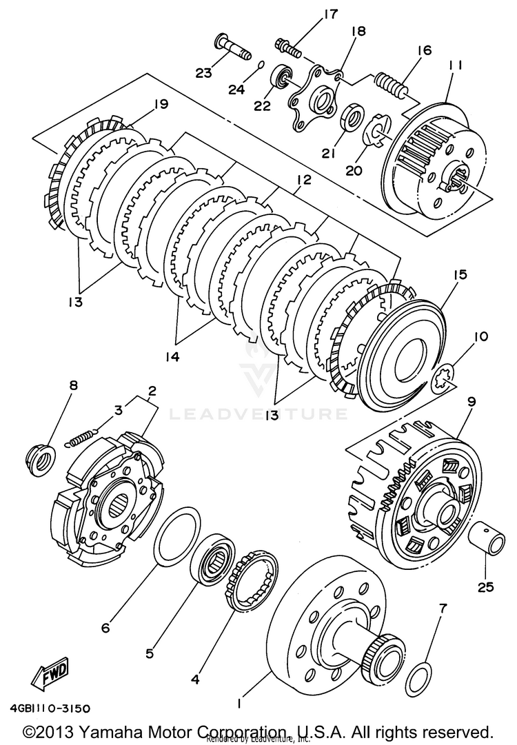 Clutch KODIAK 4WD - YFM400FWG - 1995 Schematic