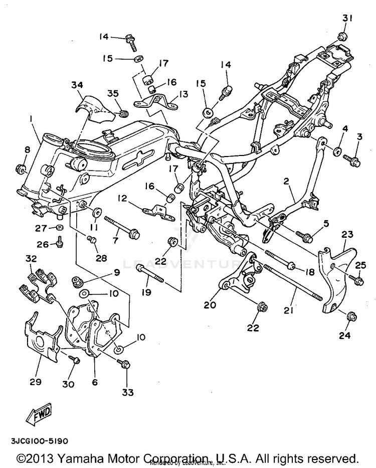 Frame VIRAGO 535 - XV535GC - 1995 Schematic