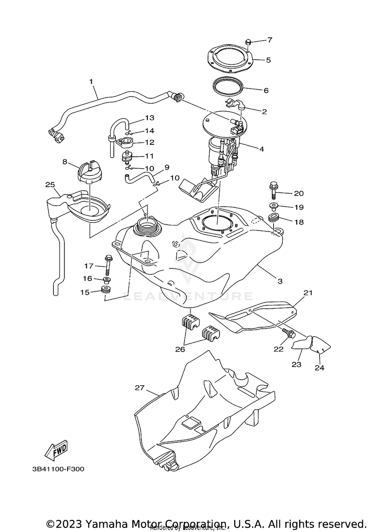 Fuel Tank GRIZZLY 700  DUCKS - YFM7FGPDUW - 2007 Schematic