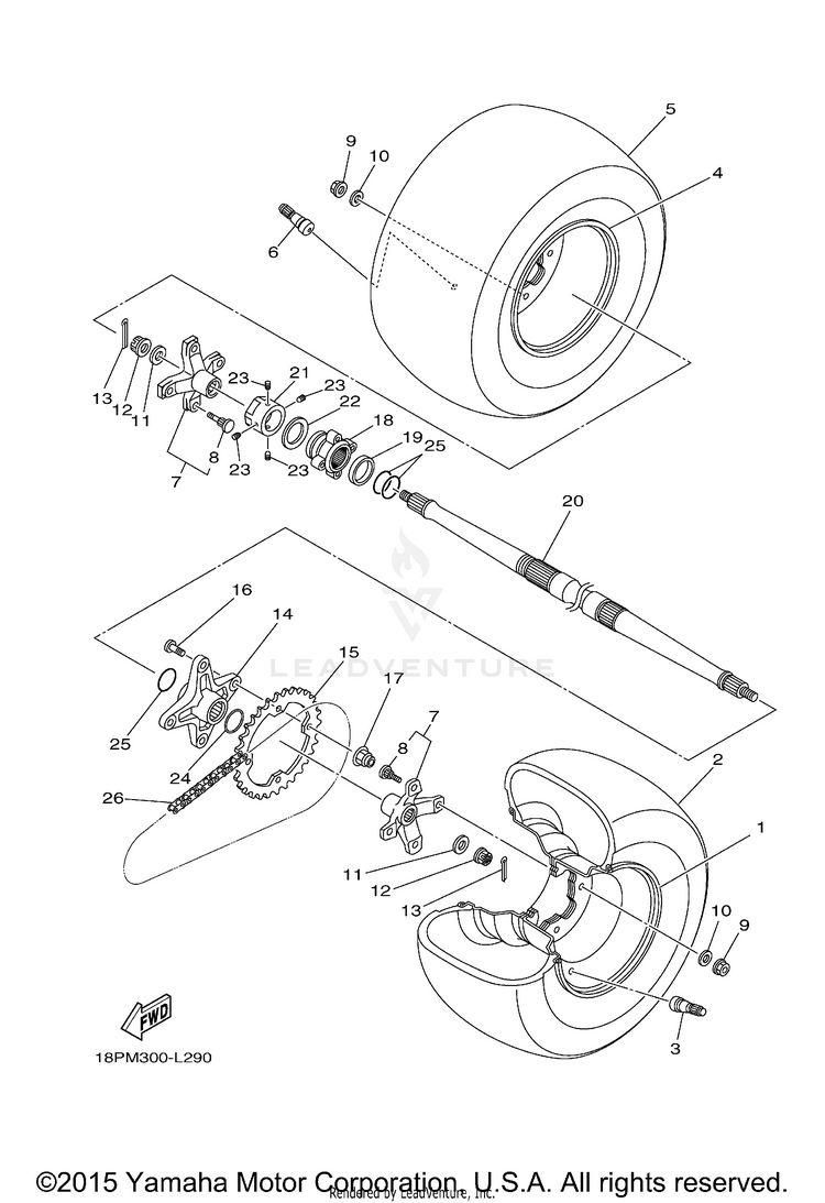 Rear Wheel YFZ450R SPECIAL EDITION - YFZ45RSED - 2013 Schematic