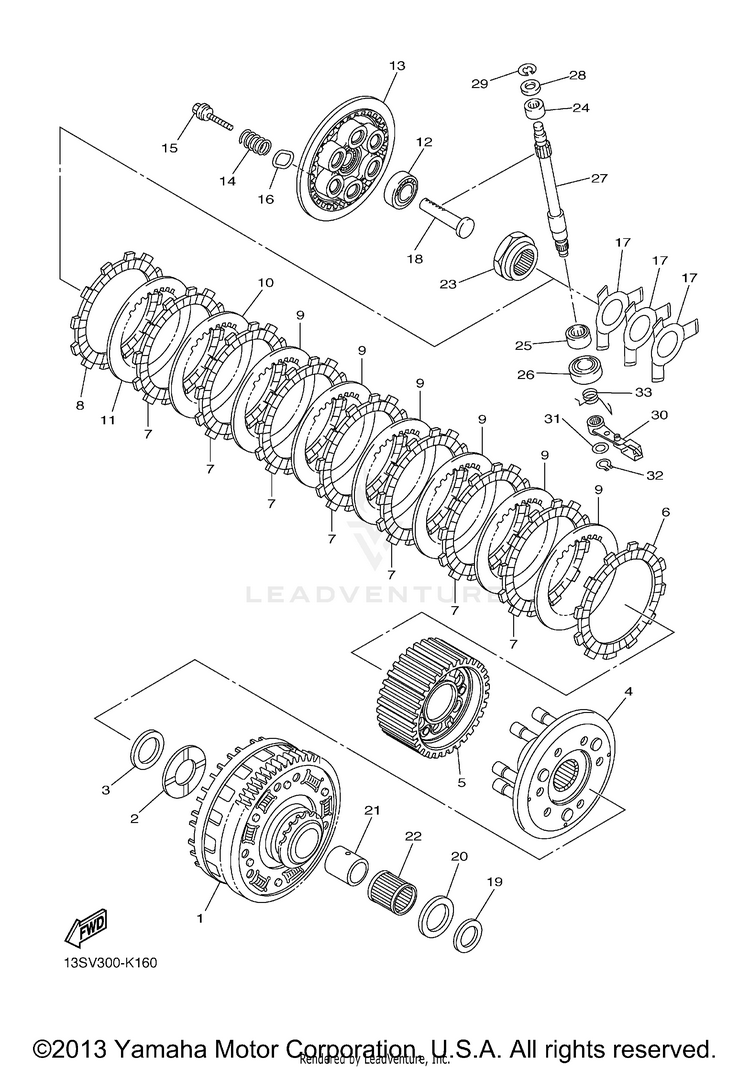 Clutch YZFR6 - YZFR6BCW - 2012 Schematic