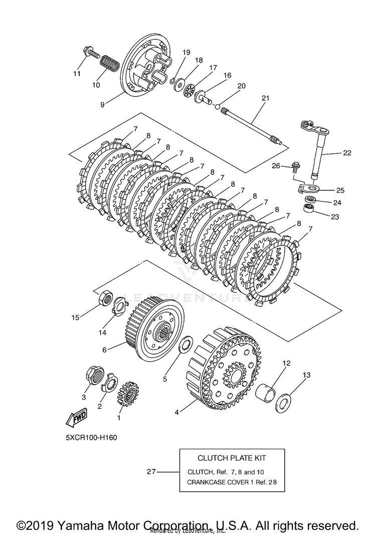 Clutch YZ250F - YZ250FYL - 2009 Schematic