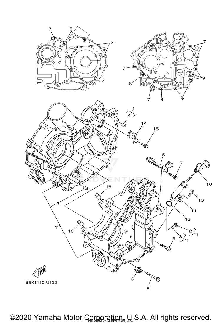 Crankcase KODIAK 700 EPS HUNTE - YFM70KPHLF - 2020 Schematic