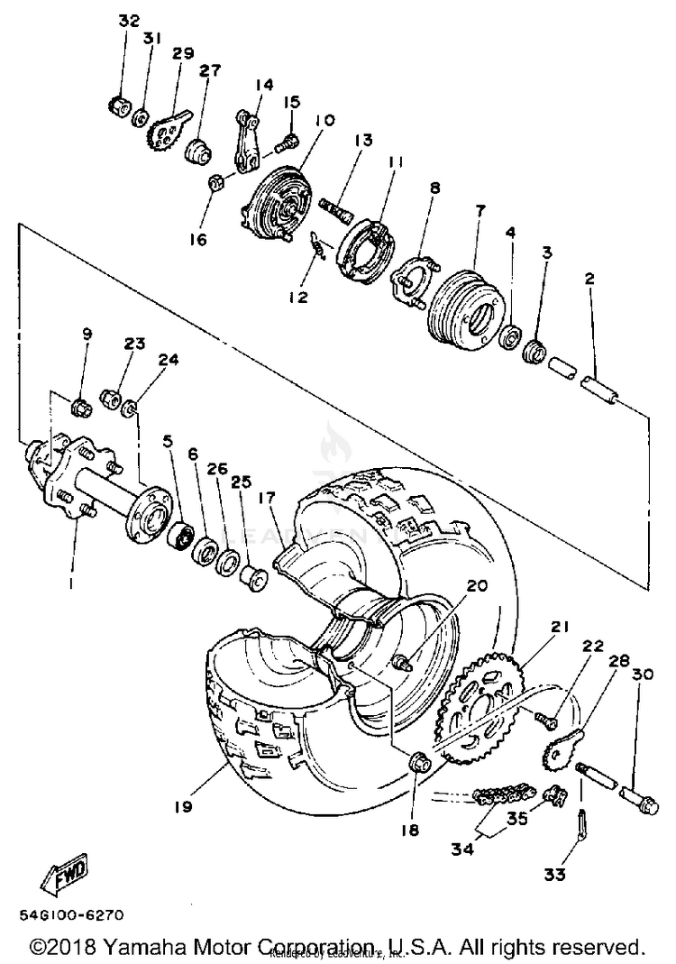Rear Wheel BIG WHEEL - BW200S - 1986 Schematic