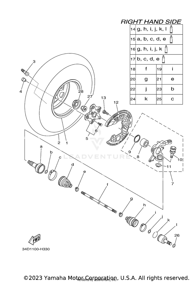 Front Wheel 2 GRIZZLY 700 FI EPS 4WD - YFM7FGPZGR - 2010 Schematic