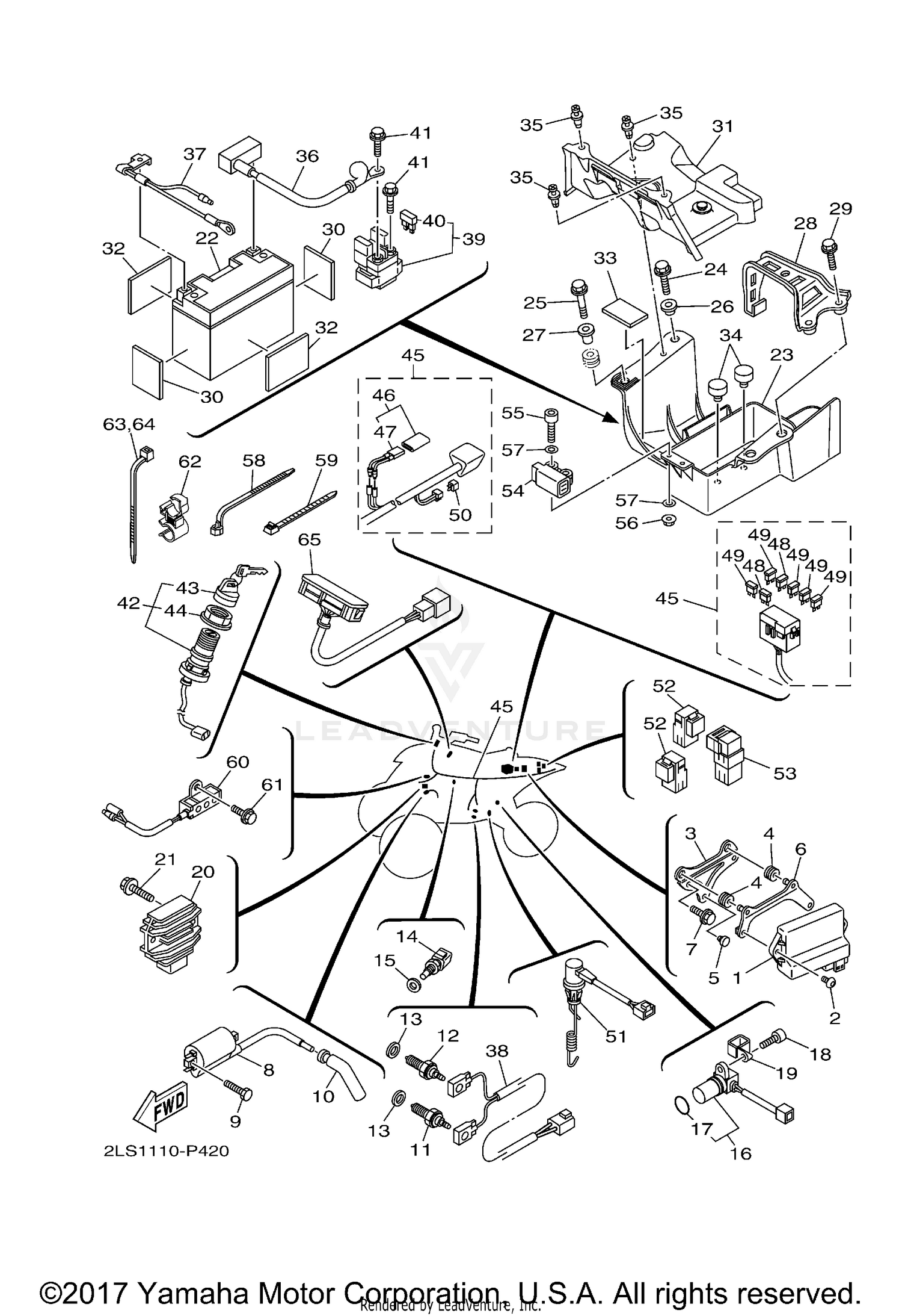 2018 Yamaha Raptor 700 Yfm70rsbjd Electrical 1 Parts Oem Diagram For Motorcycles