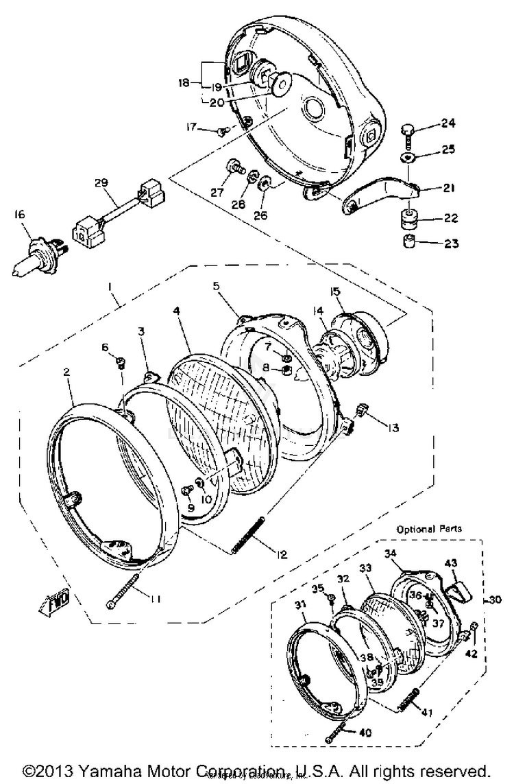 Headlight XS1100SG - 1980 Schematic