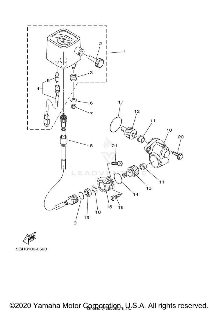 Meter KODIAK 4WD HUNTER - YFM400FAHN - 2001 Schematic