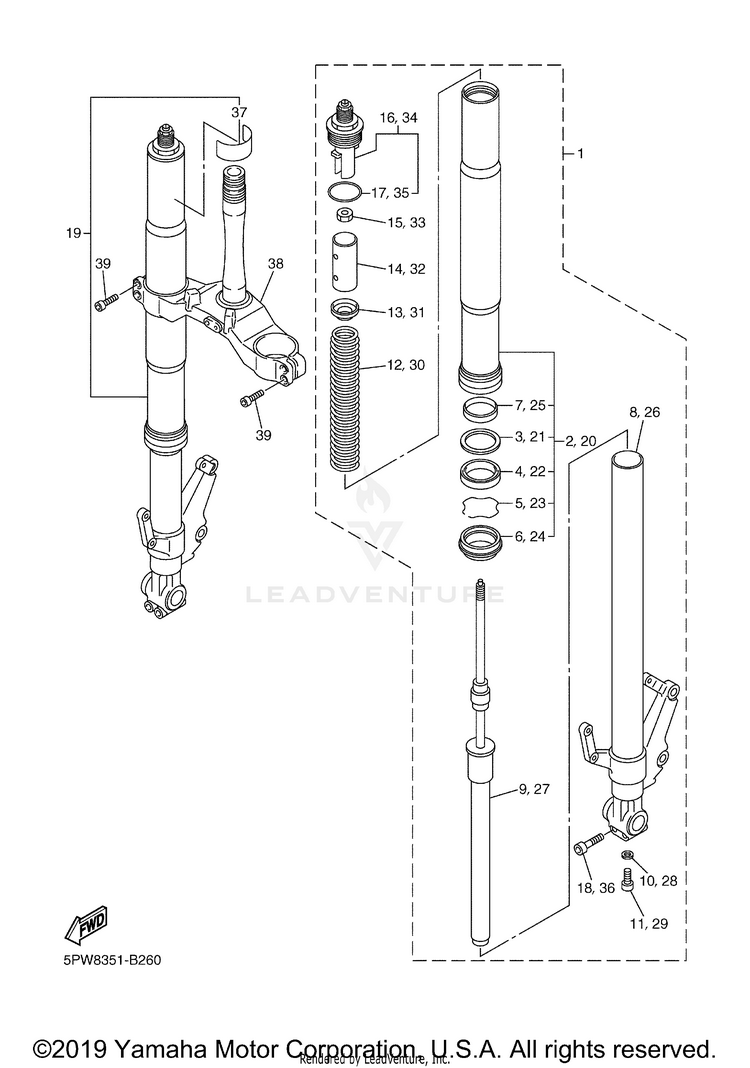 Front Fork R1 - YZFR1RC - 2003 Schematic