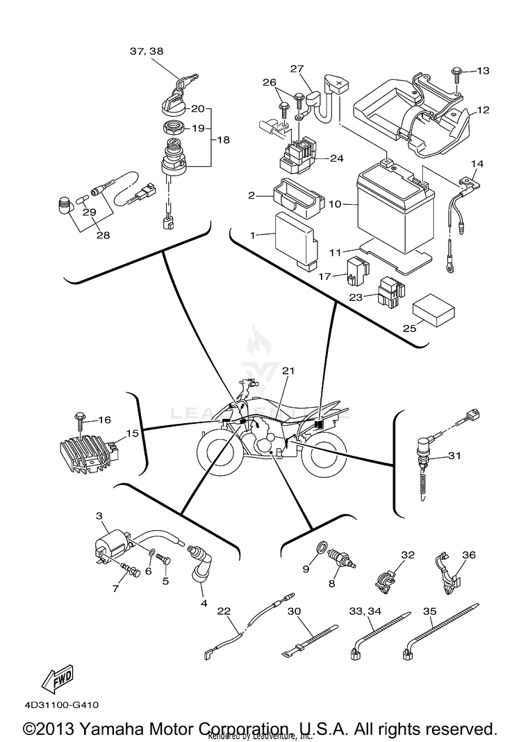 Electrical 1 RAPTOR 250 SPECIAL EDITION II - YFM25RSP2X - 2008 Schematic