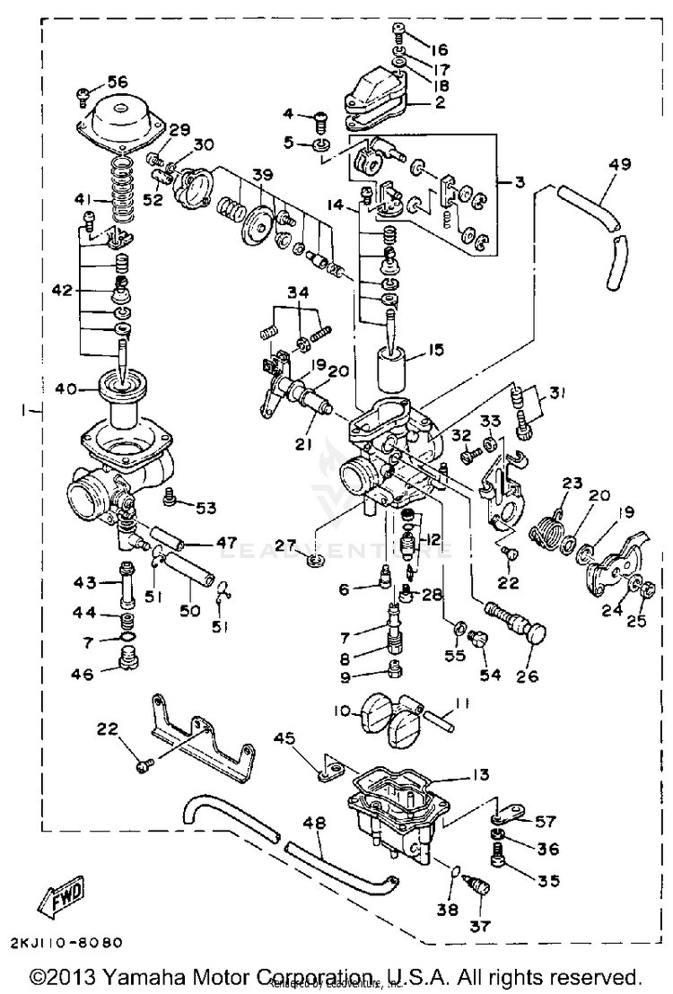 Carburetor (Non-California Model) Schematic