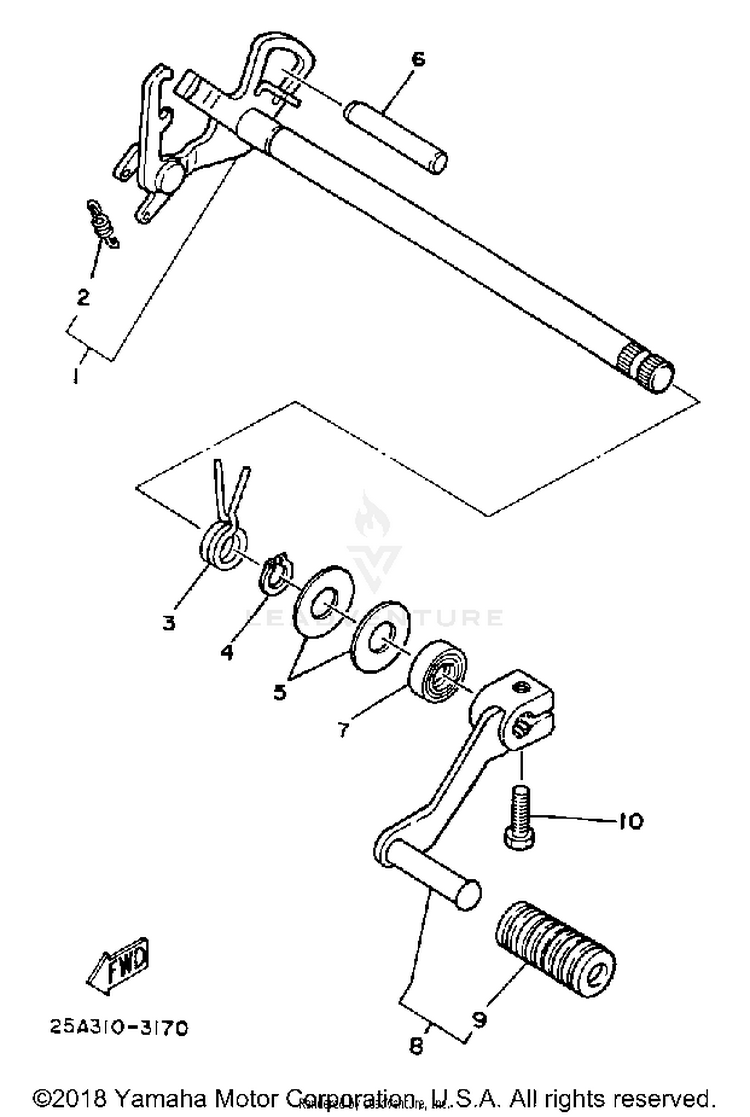 Shift Shaft BIG WHEEL ELEC START - BW200ES - 1986 Schematic