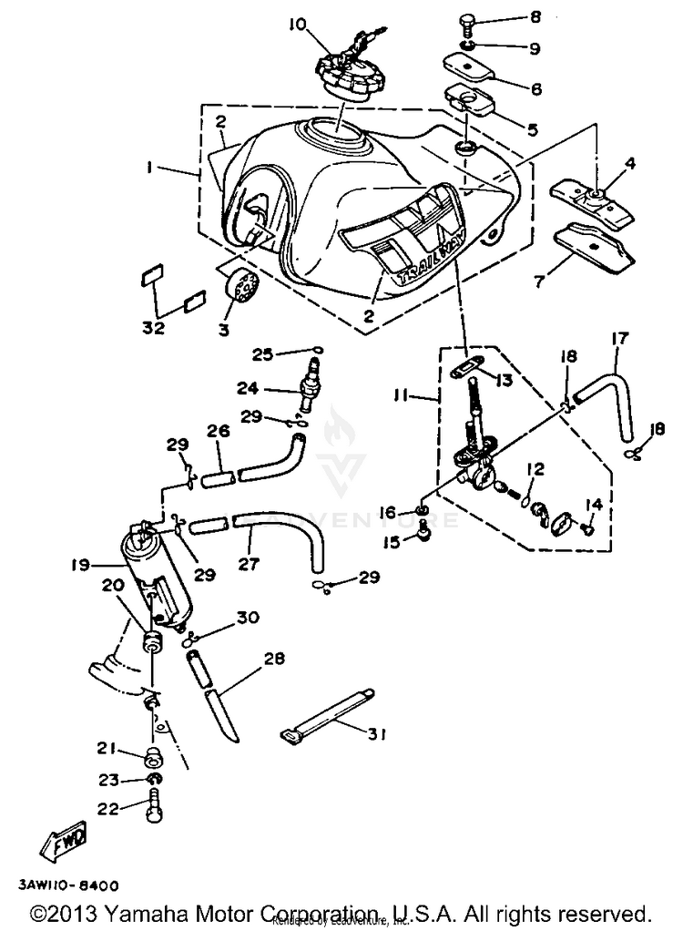Fuel Tank California Model Only Schematic