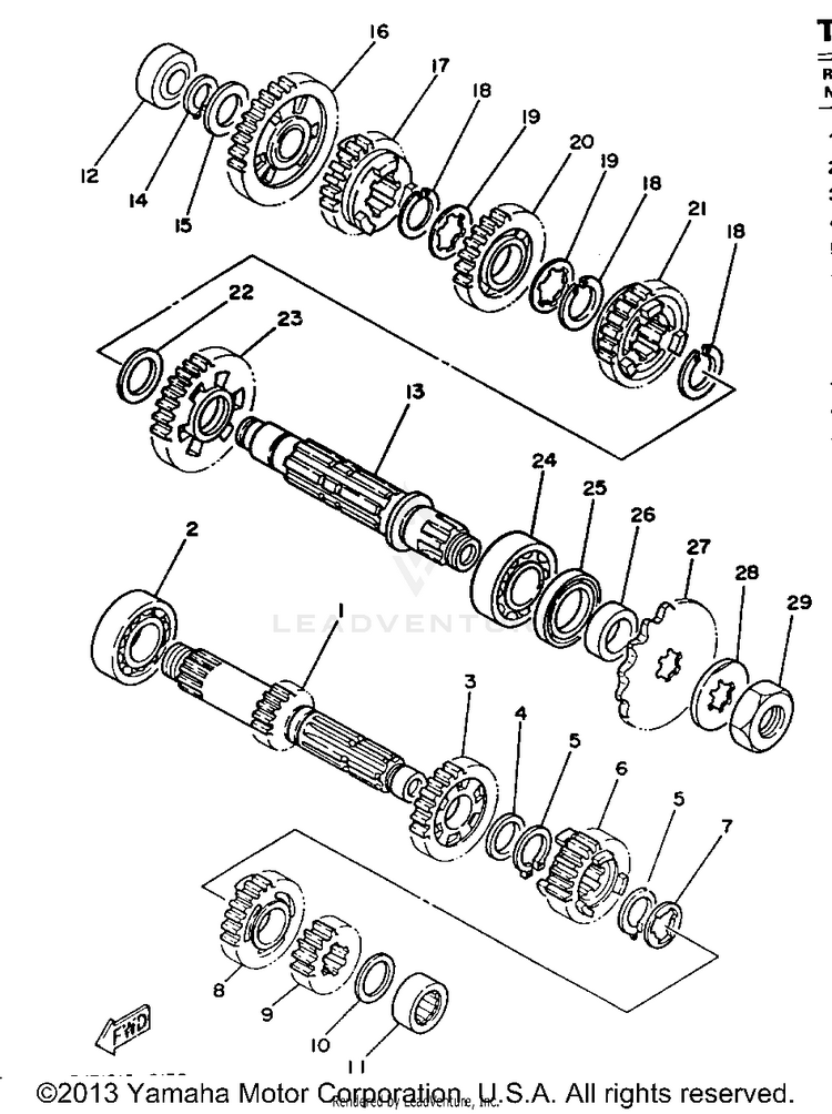 Transmission YZ250E - 1993 Schematic
