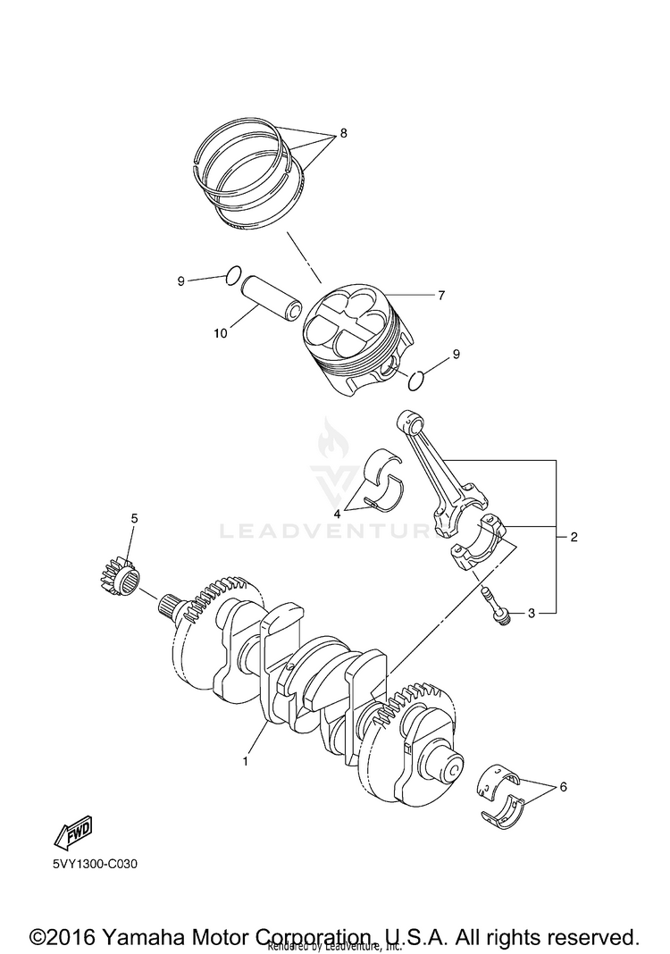 Crankshaft Piston R1 - YZFR1VC - 2006 Schematic