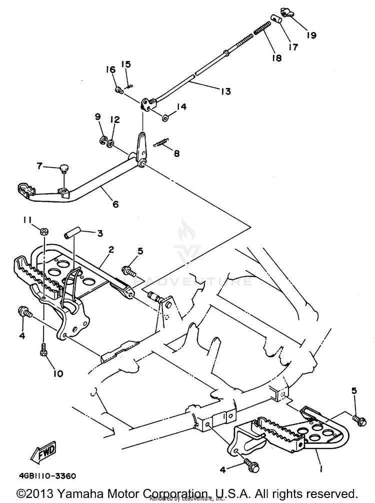 Stand - Footrest KODIAK 4WD - YFM400FWF - 1994 Schematic