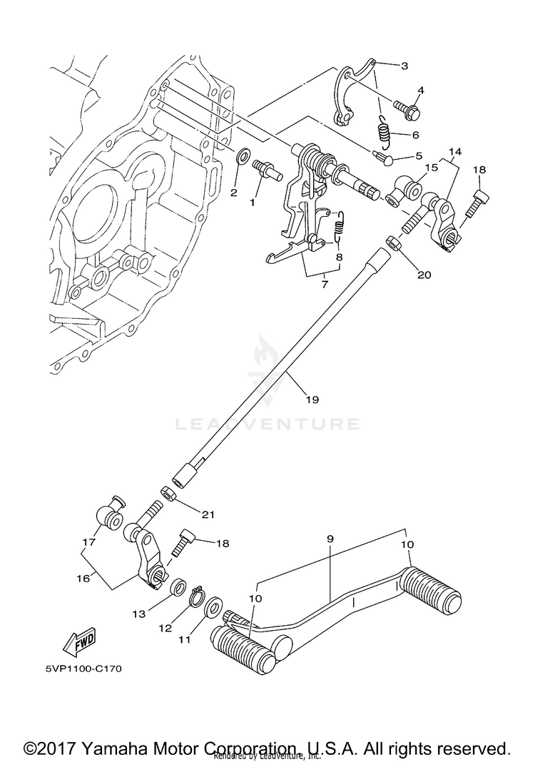 Shift Shaft ROAD STAR (spoke wheels) Two-Tone - XV17ATC - 2005 Schematic