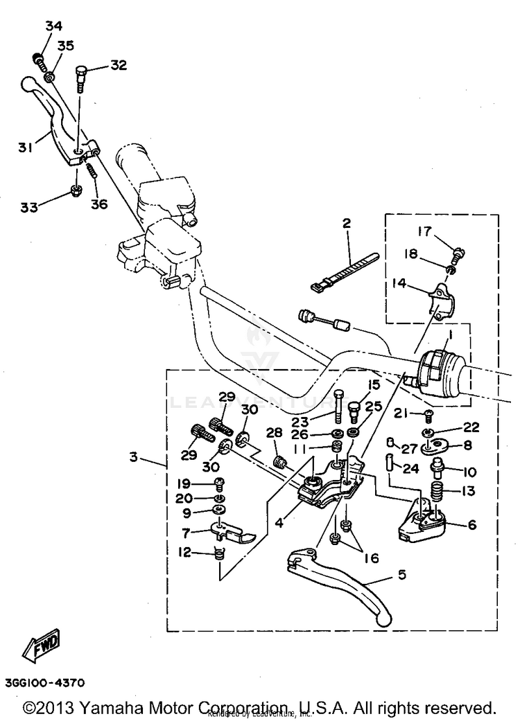 Handle Switch - Lever BANSHEE - YFZ350G - 1995 Schematic