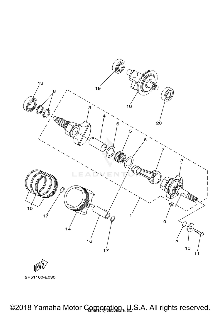 Crankshaft Piston RHINO 450 SPECIAL ED - YXR45FSPX - 2008 Schematic